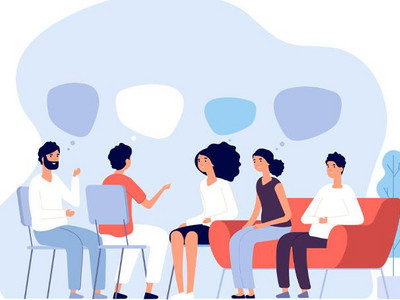 Vektorgrafik, die Gruppentherapie illustriert