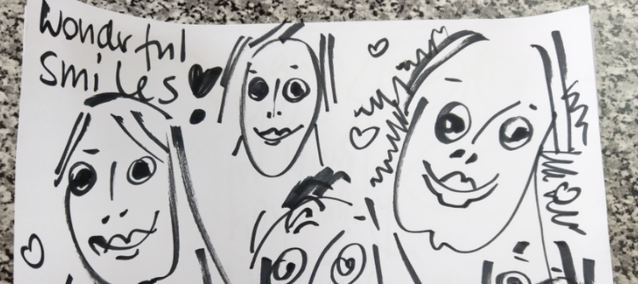 gezeichnete Gesichter auf einem Plakat