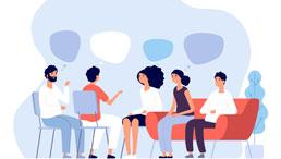 Vektorgrafik, die eine Gruppentherapie illustriert